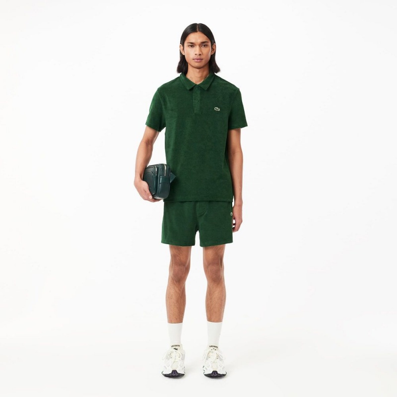 Men's Lacoste Regular Fit Terry Polo Shirts Pine green | UBG902134