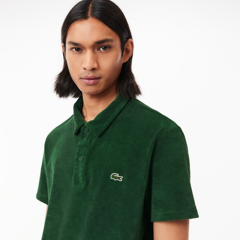 Men's Lacoste Regular Fit Terry Polo Shirts Pine green | UBG902134