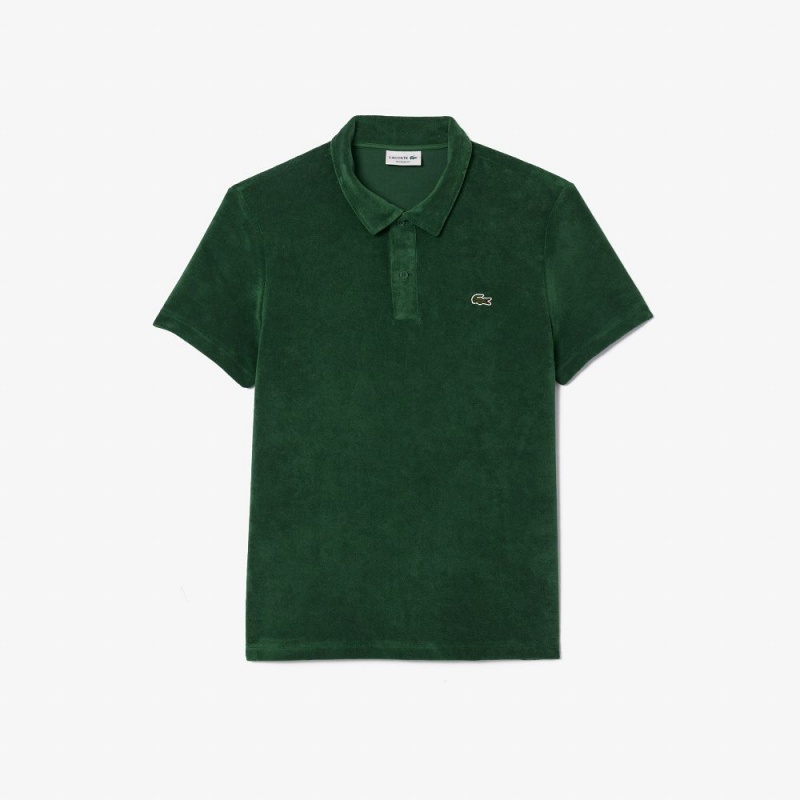 Men's Lacoste Regular Fit Terry Polo Shirts Pine green | UBG902134