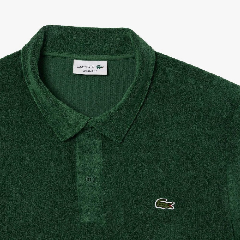 Men's Lacoste Regular Fit Terry Polo Shirts Pine green | UBG902134