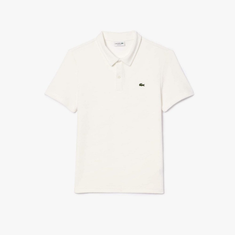 Men's Lacoste Regular Fit Terry Polo Shirts White | DCE342709