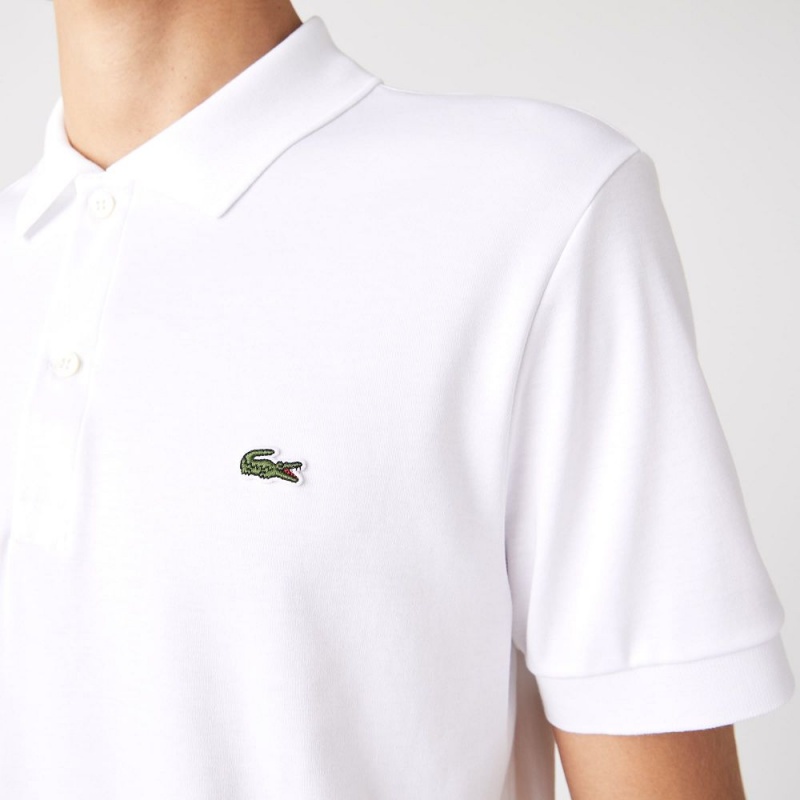 Men's Lacoste Regular Fit Ultra Soft Cotton Jersey Polo Shirts White | FWZ786502