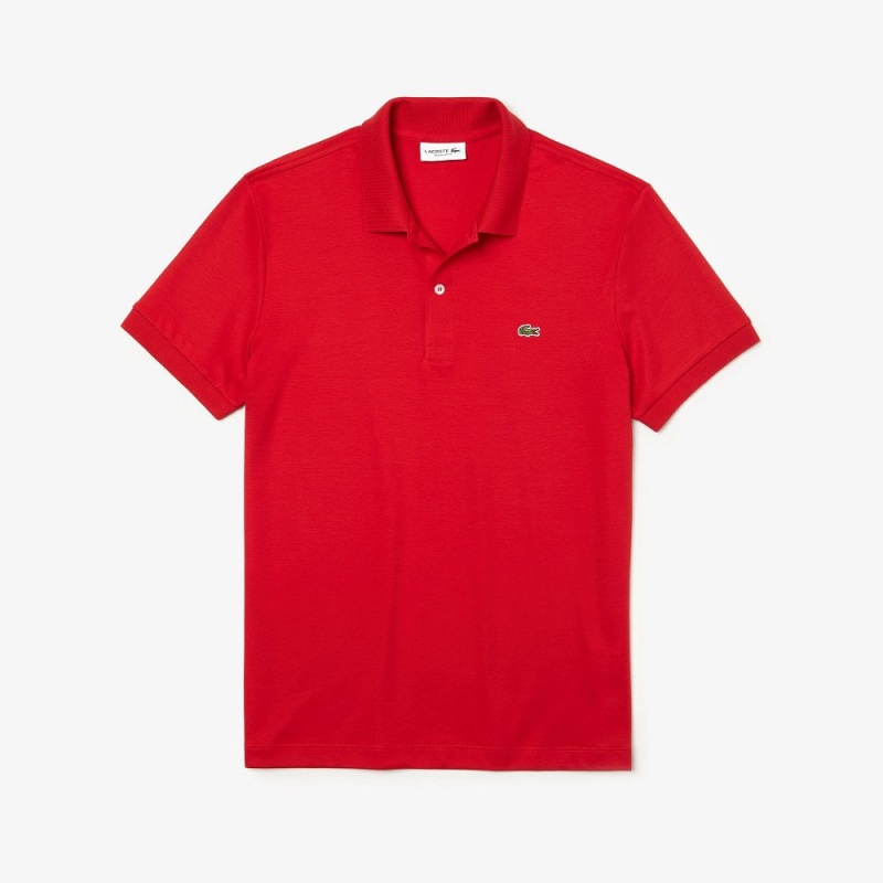 Men's Lacoste Regular Fit Ultra Soft Cotton Jersey Polo Shirts Red | YER756081