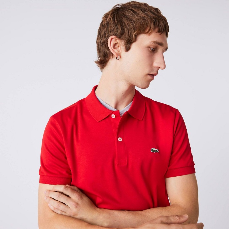 Men's Lacoste Regular Fit Ultra Soft Cotton Jersey Polo Shirts Red | YER756081