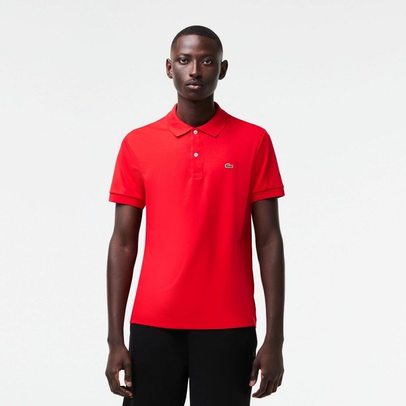 Men\'s Lacoste Regular Fit Ultra Soft Cotton Jersey Polo Shirts Red | YER756081