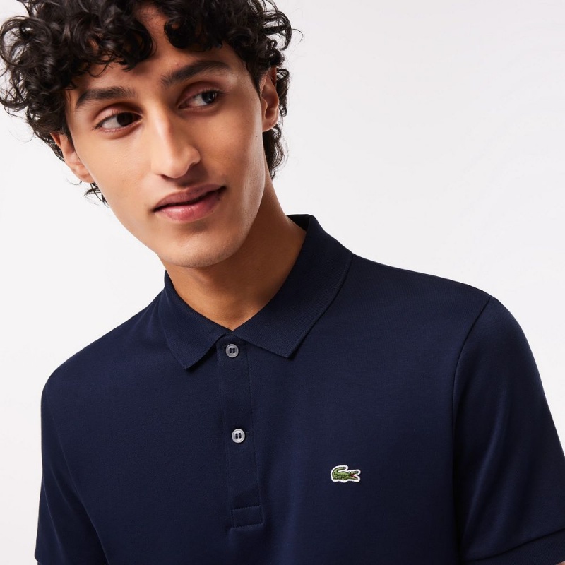 Men's Lacoste Regular Fit Ultra Soft Cotton Jersey Polo Shirts Navy Blue | MIV413798