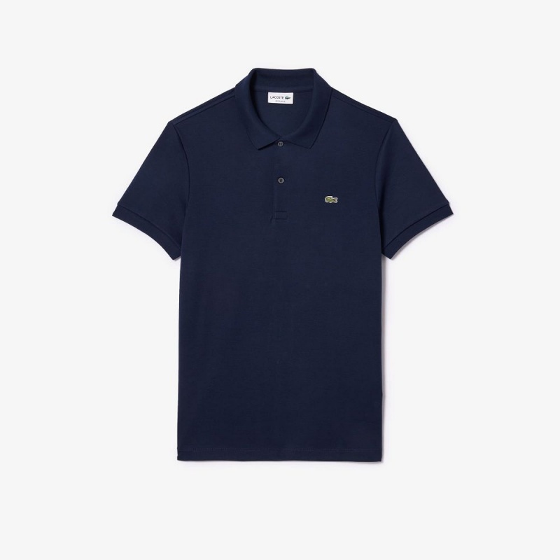 Men's Lacoste Regular Fit Ultra Soft Cotton Jersey Polo Shirts Navy Blue | MIV413798