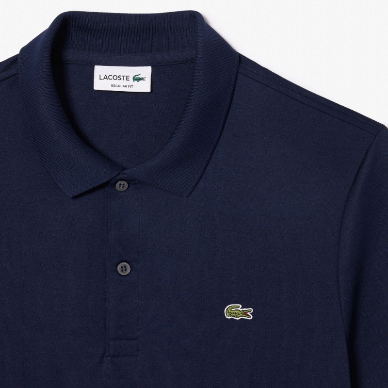 Men's Lacoste Regular Fit Ultra Soft Cotton Jersey Polo Shirts Navy Blue | MIV413798