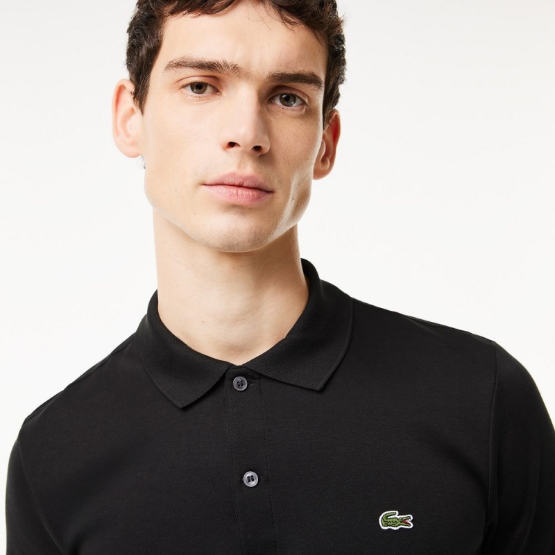 Men's Lacoste Regular Fit Ultra Soft Cotton Jersey Polo Shirts Black | KDG547692