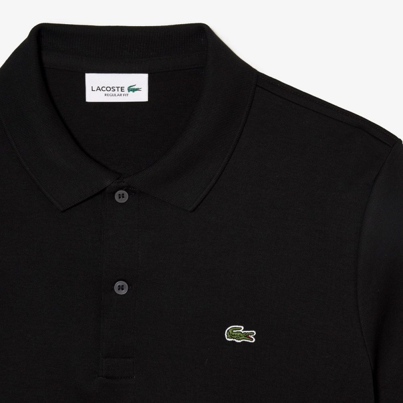 Men's Lacoste Regular Fit Ultra Soft Cotton Jersey Polo Shirts Black | KDG547692