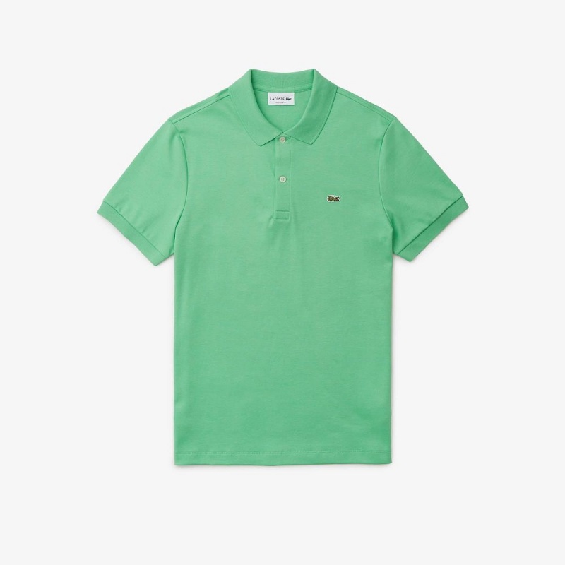 Men\'s Lacoste Regular Fit Ultra Soft Cotton Jersey Polo Shirts Green | PDA582096