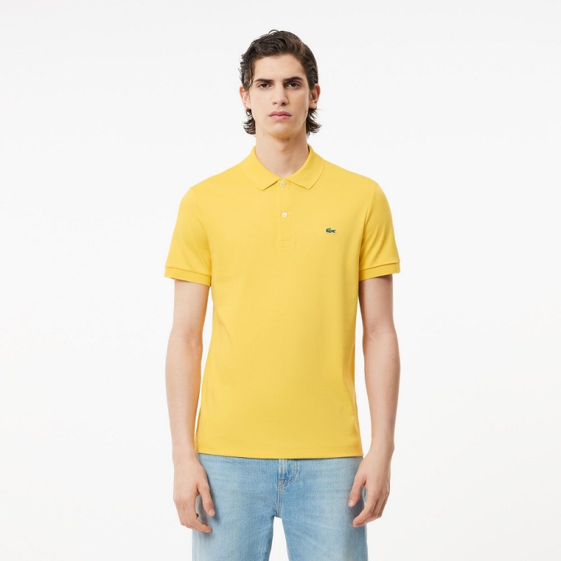 Men\'s Lacoste Regular Fit Ultra Soft Cotton Jersey Polo Shirts Cornsilk yellow | FKV958716