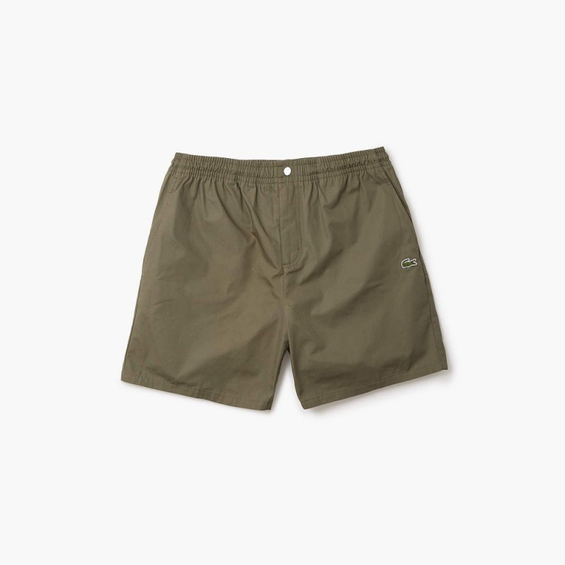 Men\'s Lacoste Relaxed Fit Cotton Shorts Khaki Green | JFH502381