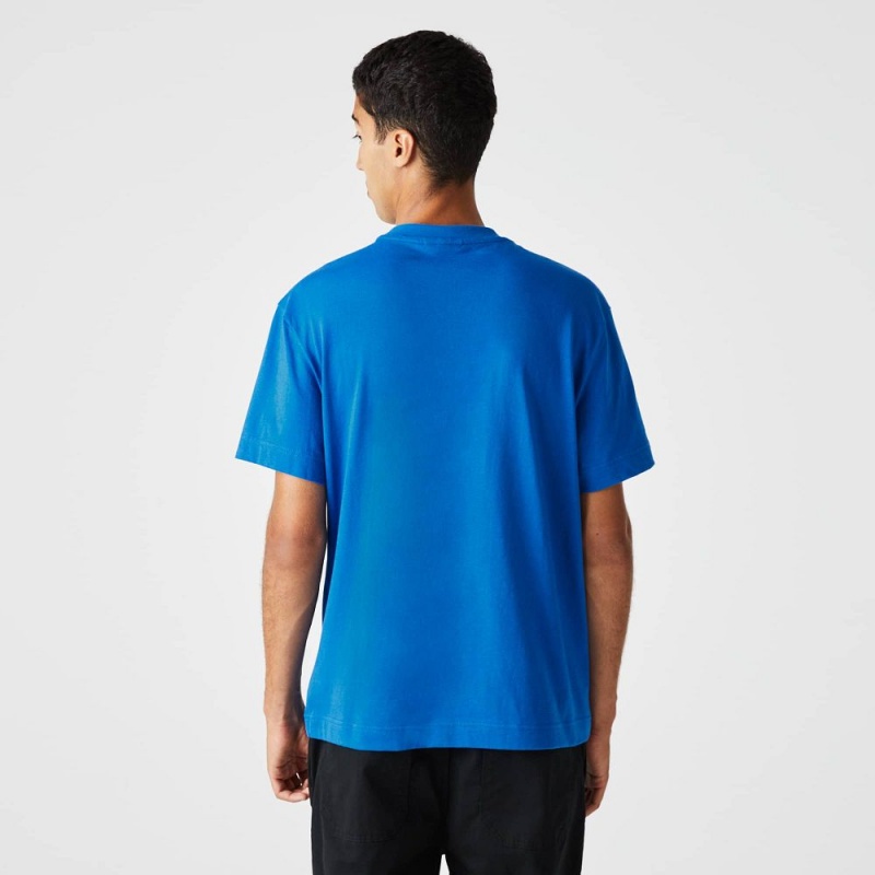 Men's Lacoste Relaxed Fit Crocodile T-Shirt Blue | XUR768049