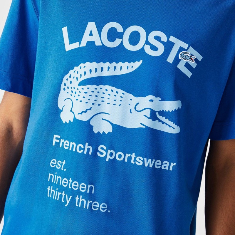 Men's Lacoste Relaxed Fit Crocodile T-Shirt Blue | XUR768049