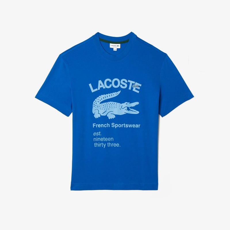 Men's Lacoste Relaxed Fit Crocodile T-Shirt Blue | XUR768049