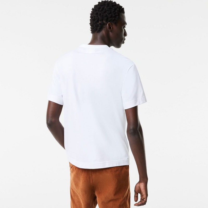 Men's Lacoste Relaxed Fit Crocodile T-Shirt White | ZMR721850