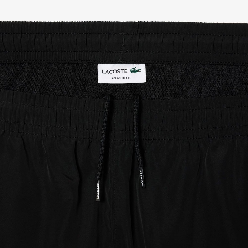 Men's Lacoste Relaxed Fit Embroidered Shorts Black Flashy Yellow | RQK596214