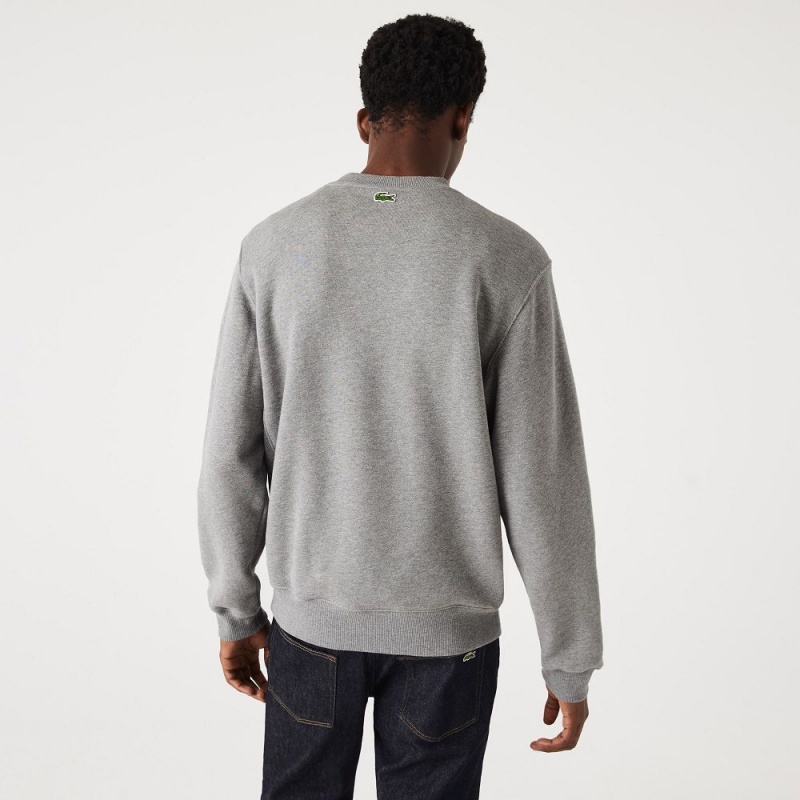 Men's Lacoste Relaxed Fit Organic Cotton Sweatshirt Grey Chine | XAN502314