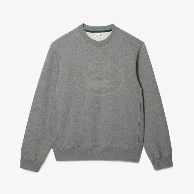 Men's Lacoste Relaxed Fit Organic Cotton Sweatshirt Grey Chine | XAN502314