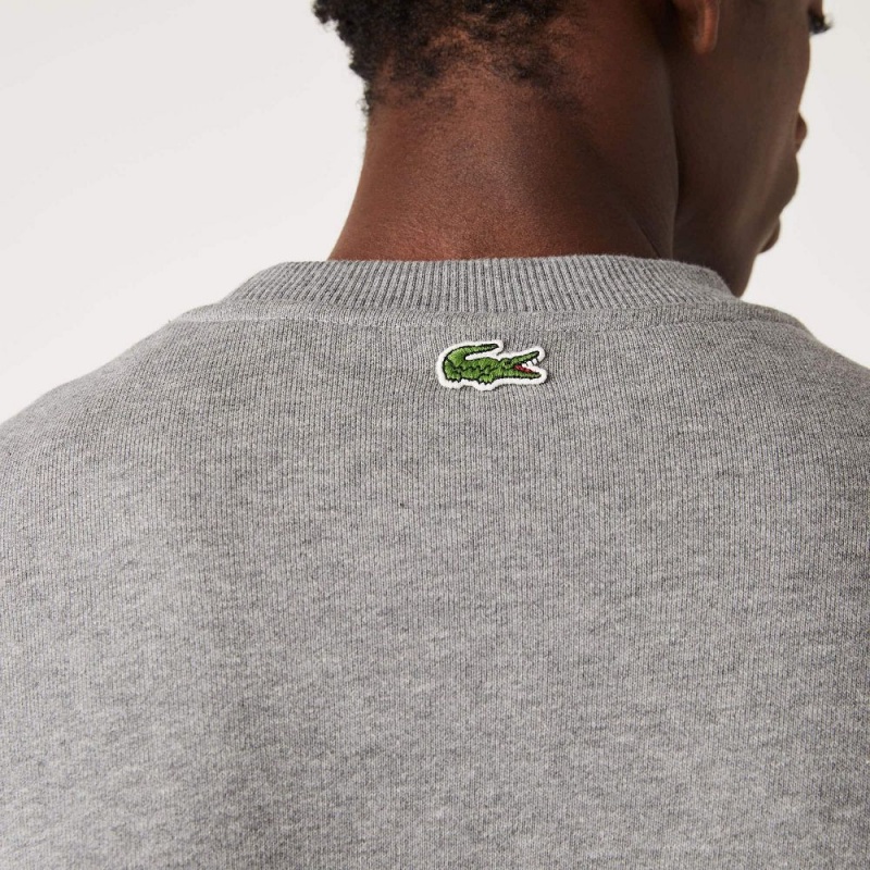 Men's Lacoste Relaxed Fit Organic Cotton Sweatshirt Grey Chine | XAN502314