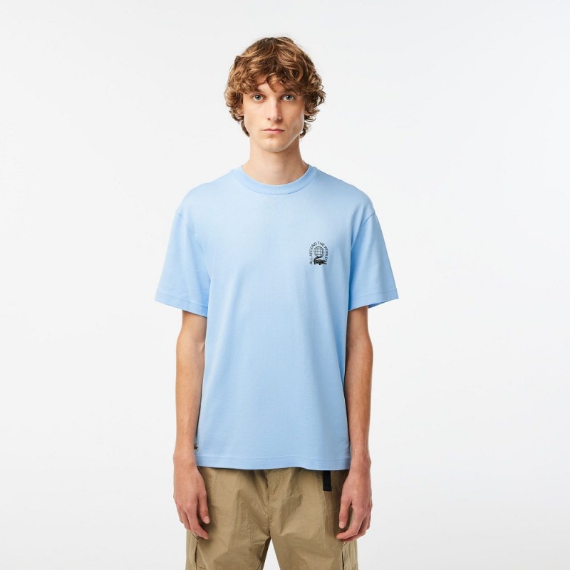 Men's Lacoste Relaxed Fit Organic Cotton Jersey T-Shirt Pastel blue | CHS482073