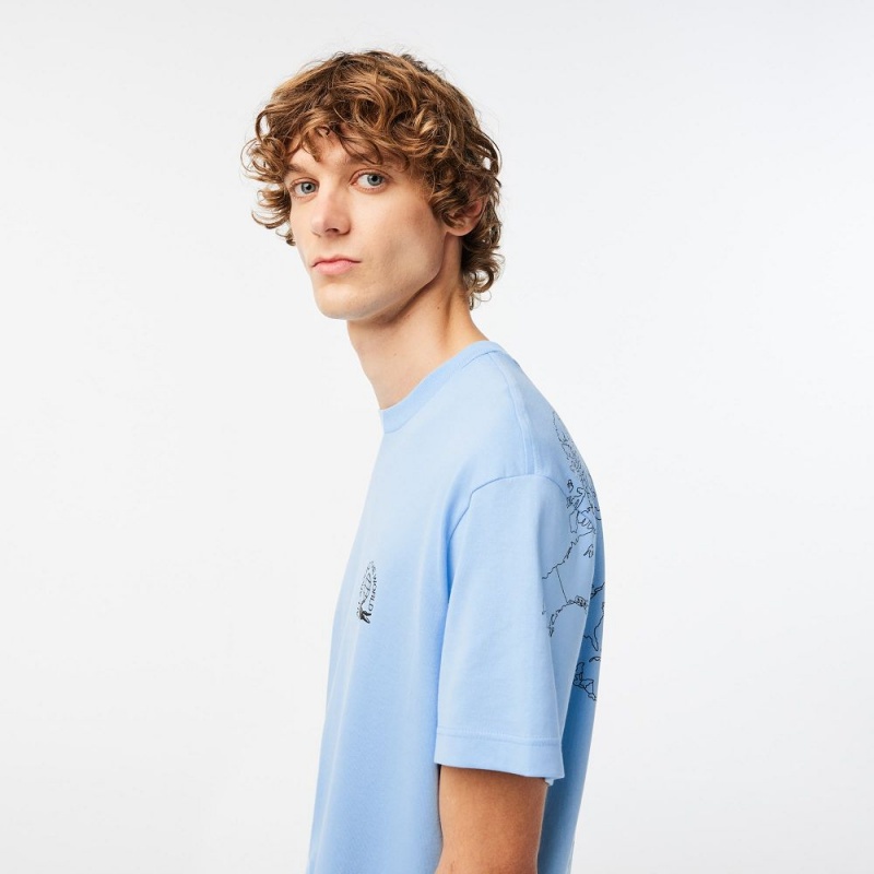 Men's Lacoste Relaxed Fit Organic Cotton Jersey T-Shirt Pastel blue | CHS482073