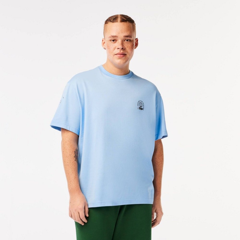 Men's Lacoste Relaxed Fit Organic Cotton Jersey T-Shirt Pastel blue | CHS482073