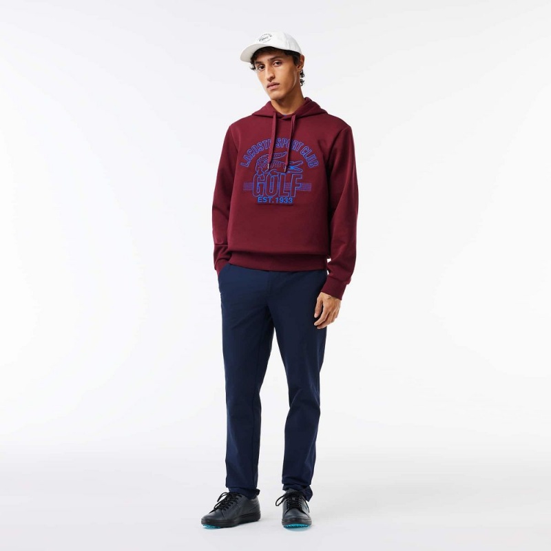 Men's Lacoste Relaxed Fit Recycled Fabric Golf Sweatshirt Bordeaux | QXW105283