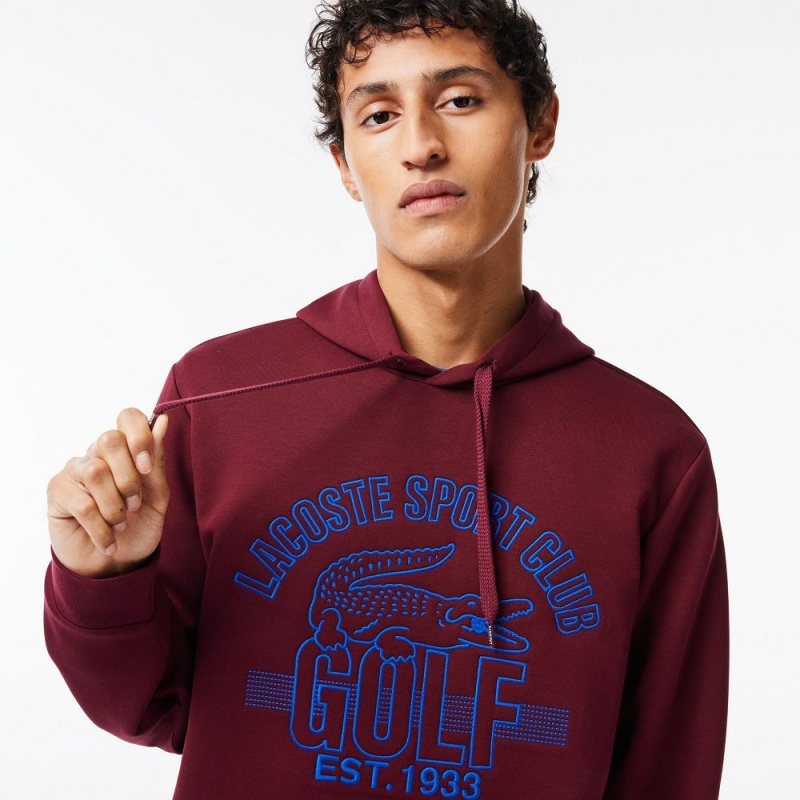 Men's Lacoste Relaxed Fit Recycled Fabric Golf Sweatshirt Bordeaux | QXW105283