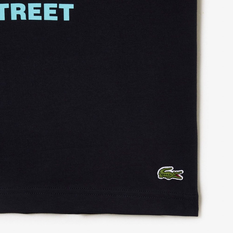 Men's Lacoste Relaxed Fit René Lacoste Print T-Shirt Abysm blue | NVP826471