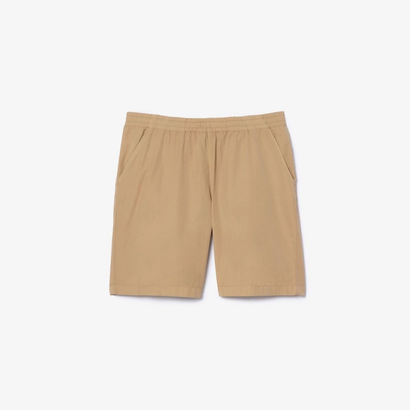 Men's Lacoste Relaxed Fit Washed Effect Elastic Bermuda Shorts Beige | NCL621095