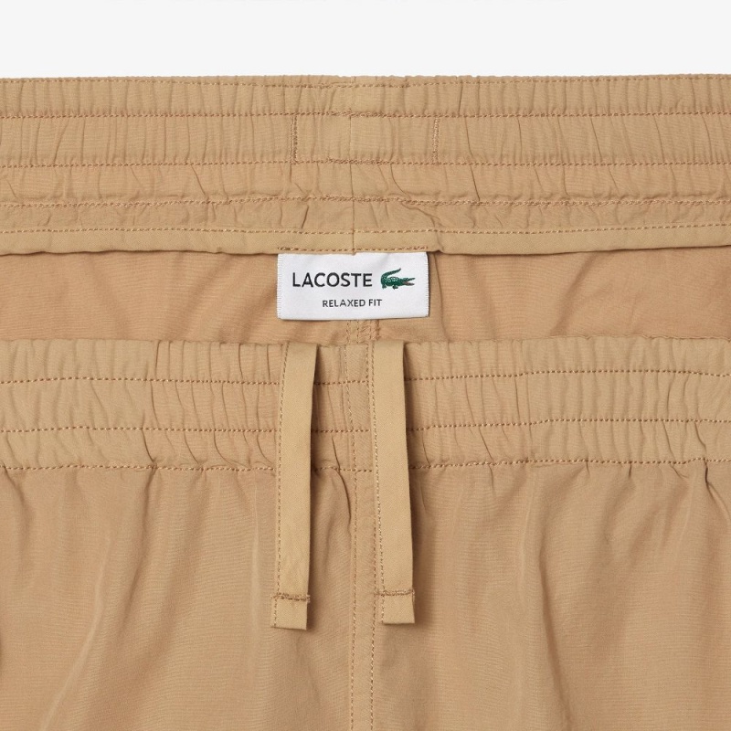 Men's Lacoste Relaxed Fit Washed Effect Elastic Bermuda Shorts Beige | NCL621095