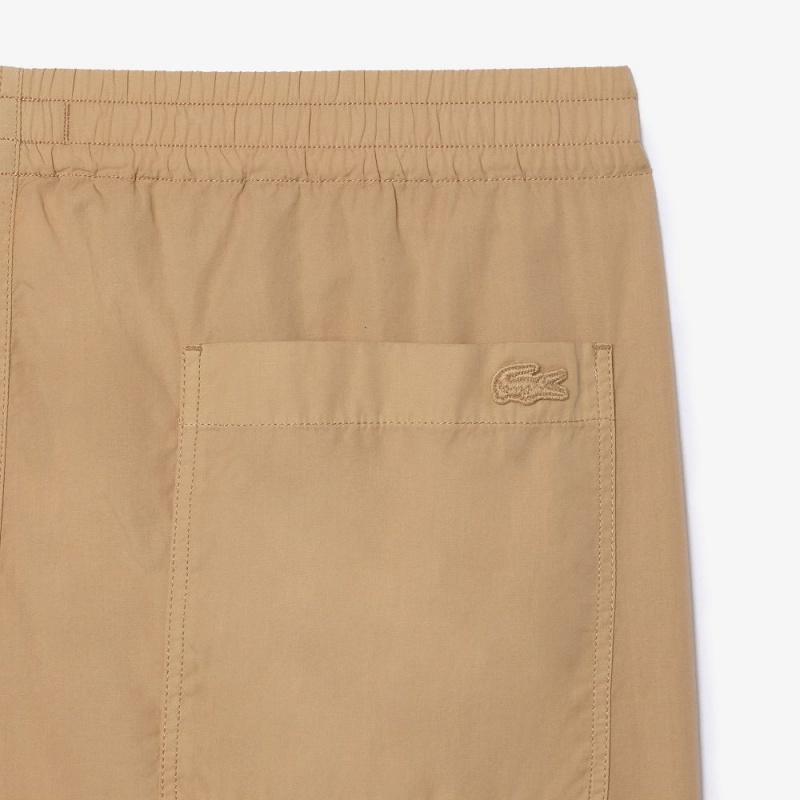 Men's Lacoste Relaxed Fit Washed Effect Elastic Bermuda Shorts Beige | NCL621095