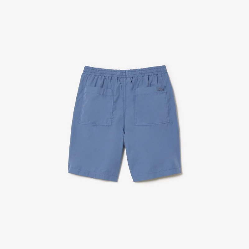 Men's Lacoste Relaxed Fit Washed Effect Elastic Bermuda Shorts Blue | UQR216873