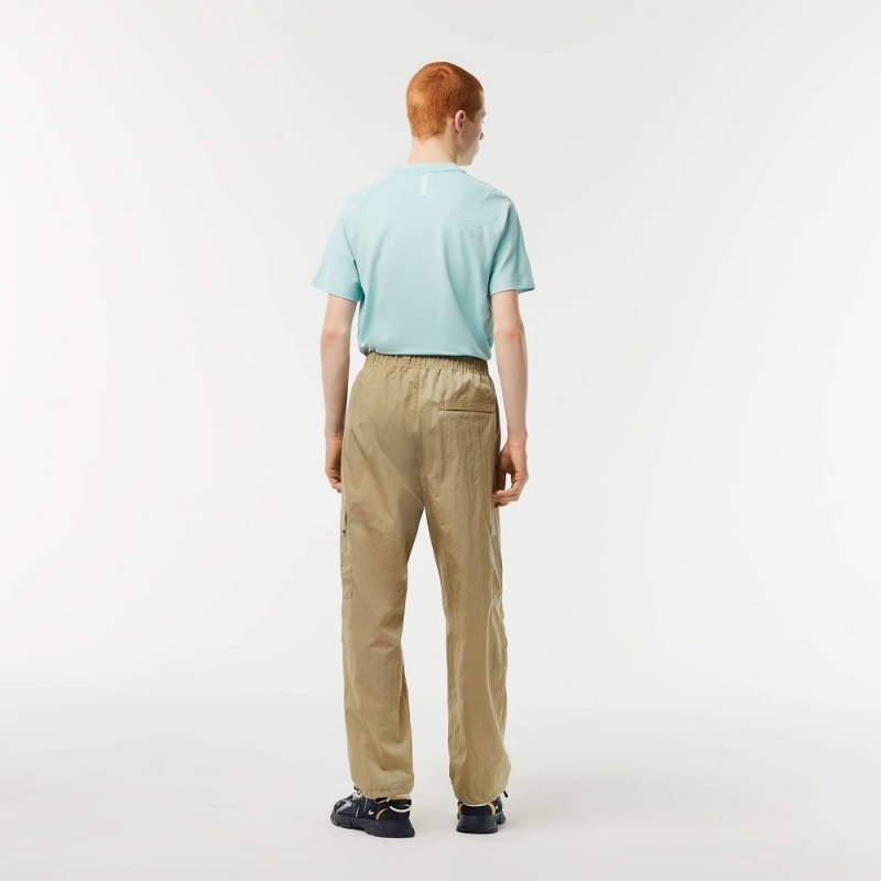 Men's Lacoste Relaxed Fit Water-Repellent Pants Beige | DAH358096