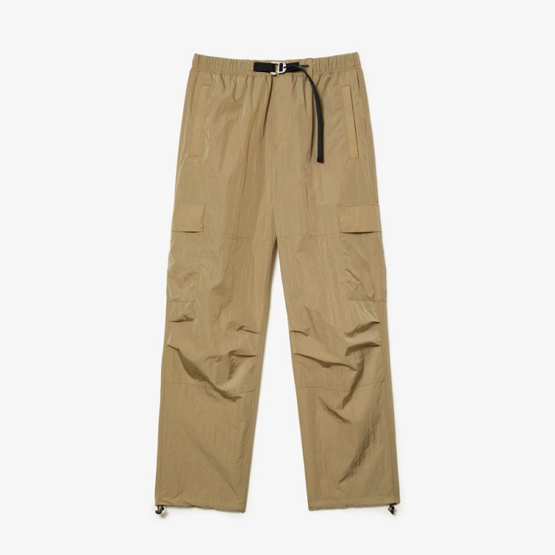 Men's Lacoste Relaxed Fit Water-Repellent Pants Beige | DAH358096