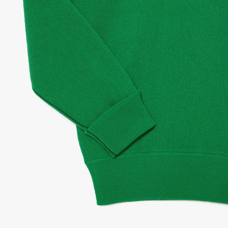 Men's Lacoste Relaxed fit Polo Collar Wool Sweater Green | PFU120475