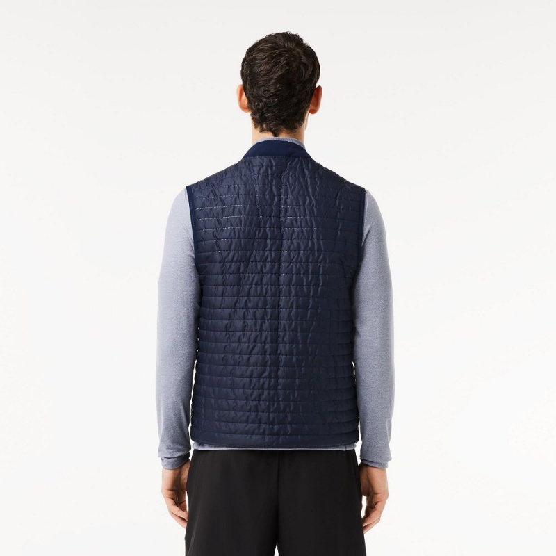 Men's Lacoste Reversible Puffer Vest Navy Blue | NUC892671