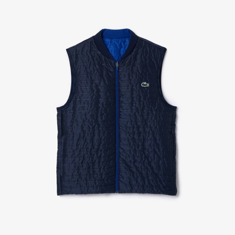 Men's Lacoste Reversible Puffer Vest Navy Blue | NUC892671