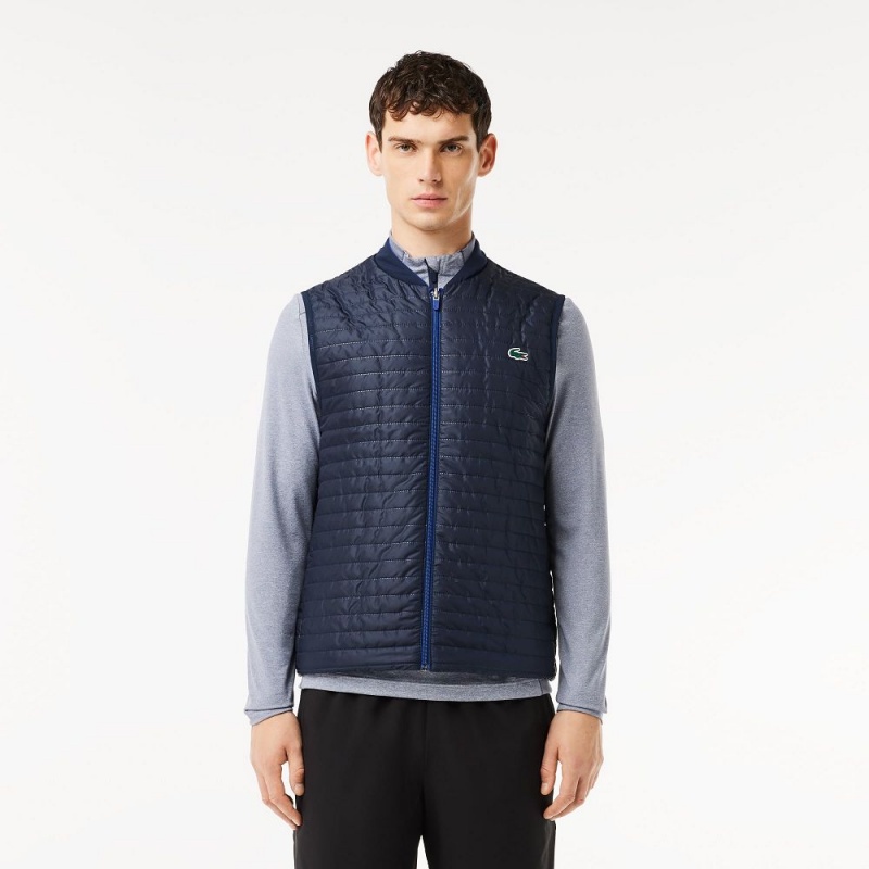 Men\'s Lacoste Reversible Puffer Vest Navy Blue | NUC892671