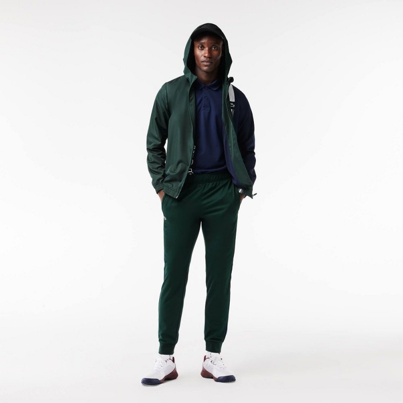 Men's Lacoste Ripstop Tennis Sweatpants Green Navy Blue | MLD783142