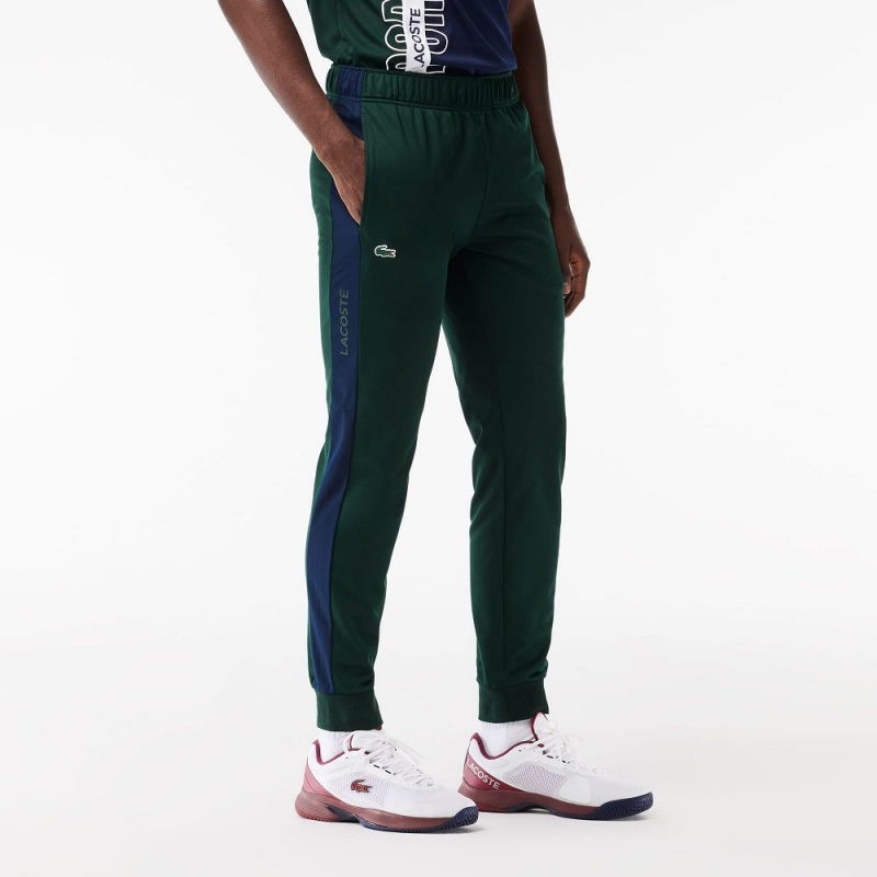 Men's Lacoste Ripstop Tennis Sweatpants Green Navy Blue | MLD783142