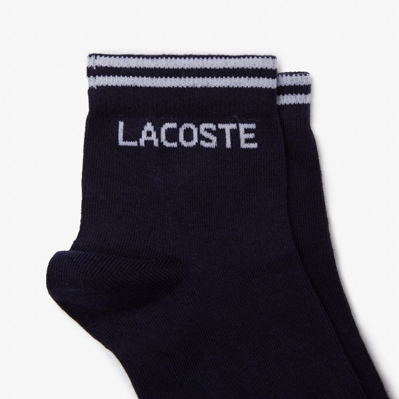 Men's Lacoste SPORT 2-Pack Low Cotton Socks Navy Blue White | MEC451679