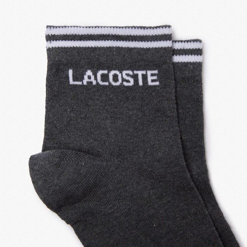 Men's Lacoste SPORT 2-Pack Low Cotton Socks Grey Chine White | SNU798436