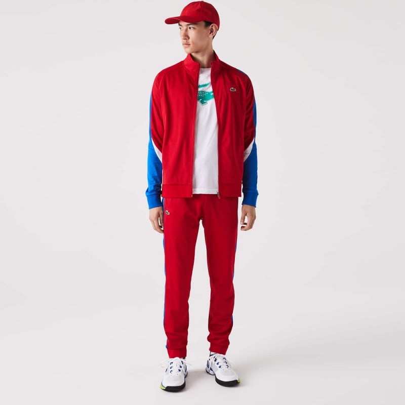 Men's Lacoste SPORT Abrasion-Resistant Tennis Joggers Red Blue White | OHY916025