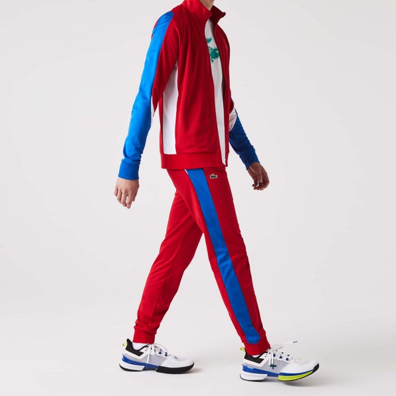 Men's Lacoste SPORT Abrasion-Resistant Tennis Joggers Red Blue White | OHY916025