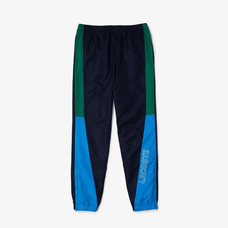 Men's Lacoste SPORT Colorblock Bands Joggers Navy Blue Green Blue White | JEA271694