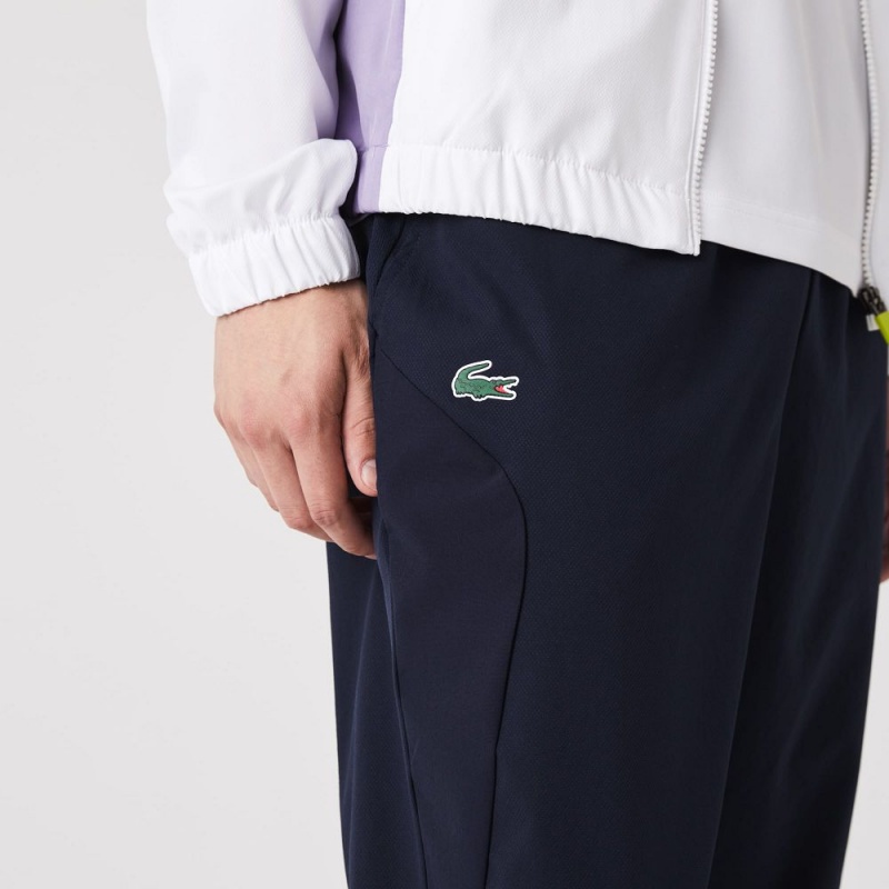 Men's Lacoste SPORT Colorblock Tennis Tracksuits White Blue Navy Blue Purple Navy Blue | OSG208465