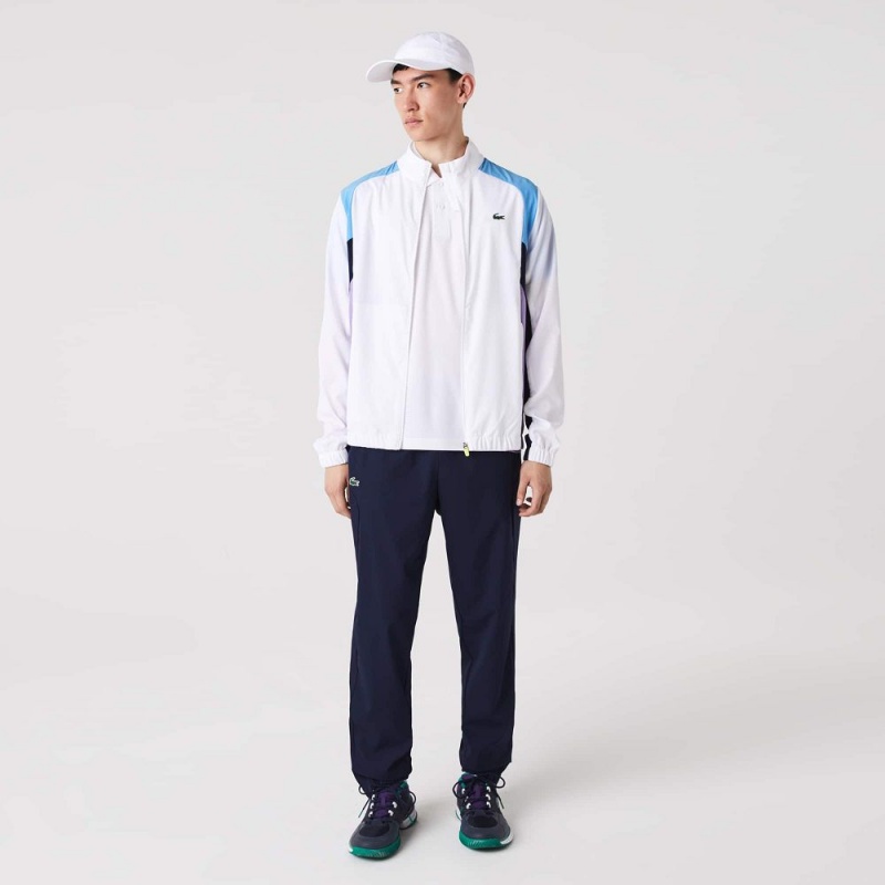 Men's Lacoste SPORT Colorblock Tennis Tracksuits White Blue Navy Blue Purple Navy Blue | OSG208465